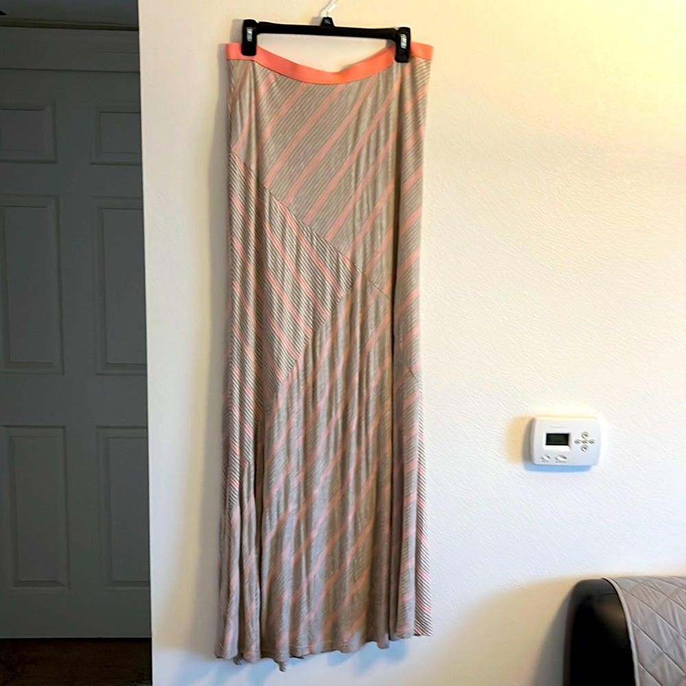Coral, gray and beige maxi skirt. Size Large
